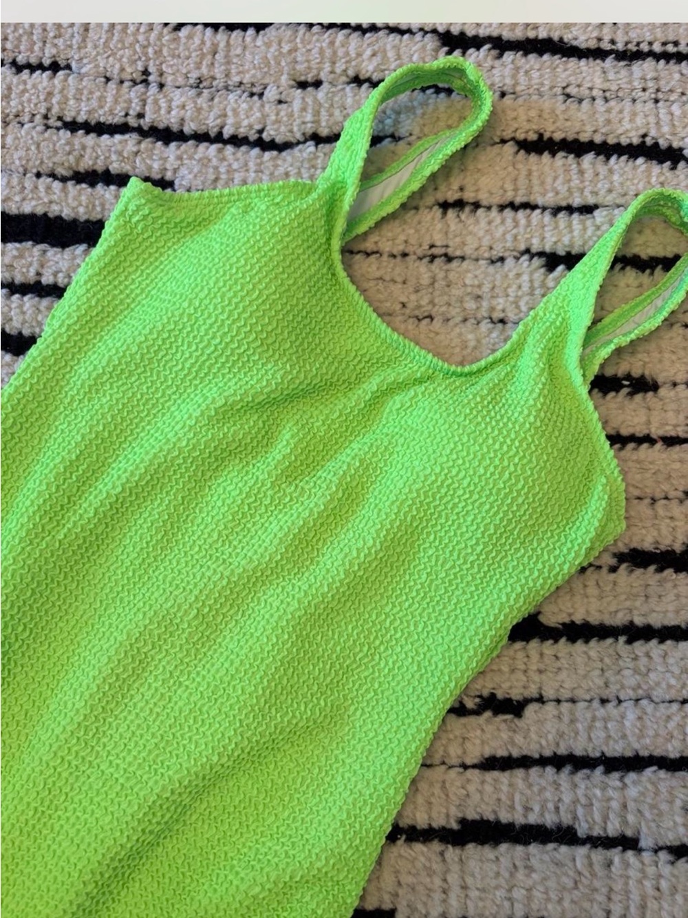 Neon Green Textured Tank Dress